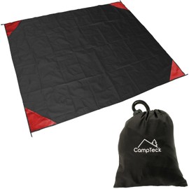 Campteck U6819 Pocket Picnic Blanket (140 x 170cm) Pocket Groundsheet Water Resistant Polyester Beach Blanket for Outdoor, Hiking, Beach, Camping, Fishing, Travel with Carry Pouch - Black