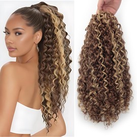 XSASLYET 14 Inch Drawstring Ponytail Extension for Black Women, Curly Long Hair Ponytail, Natural Black Pony Tails Hair Extensions with Secure Fit for Easy Daily Wear(12H24)