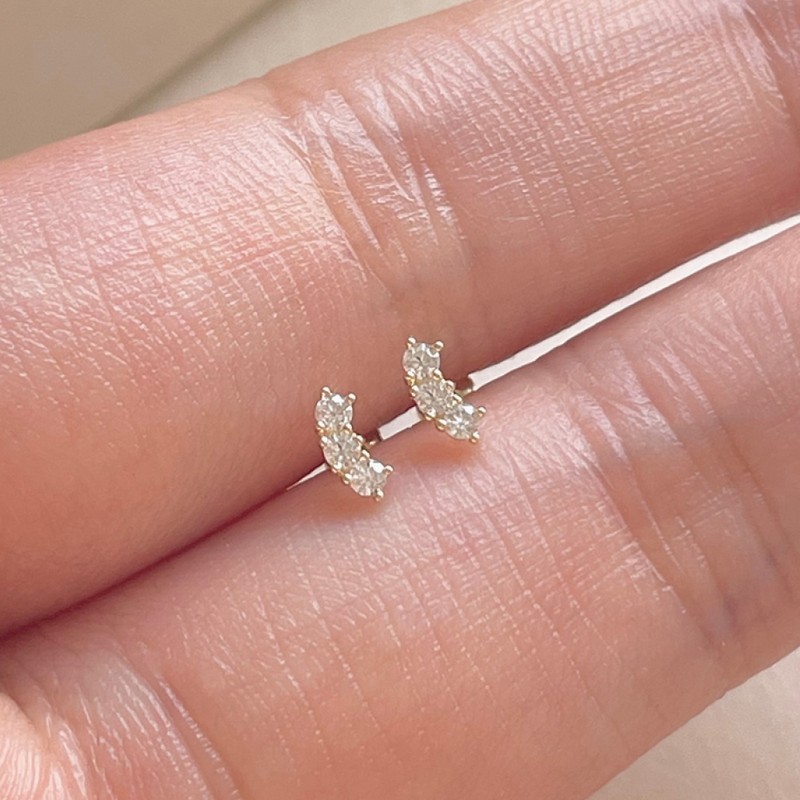 14k mini cubic line piercing earring thickness gift package /