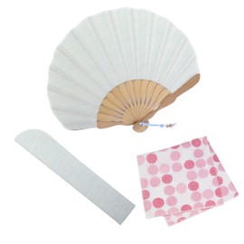 Osaka Choseido Folding Fan, Women's, Stylish, Business, Folding Bag, Handkerchief Set, blue