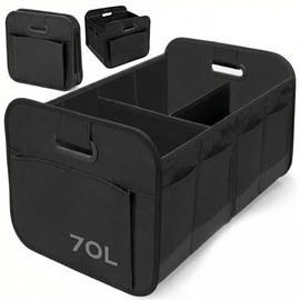 Organizador de Cajuela para Auto, Impermeable Plegable Organizador de Cajuela,Gran Capacidad, Organizador para Maletero de Coche con Múltiples Compartimentos - Apto para Todoterreno,Coche,SUV (Negro)