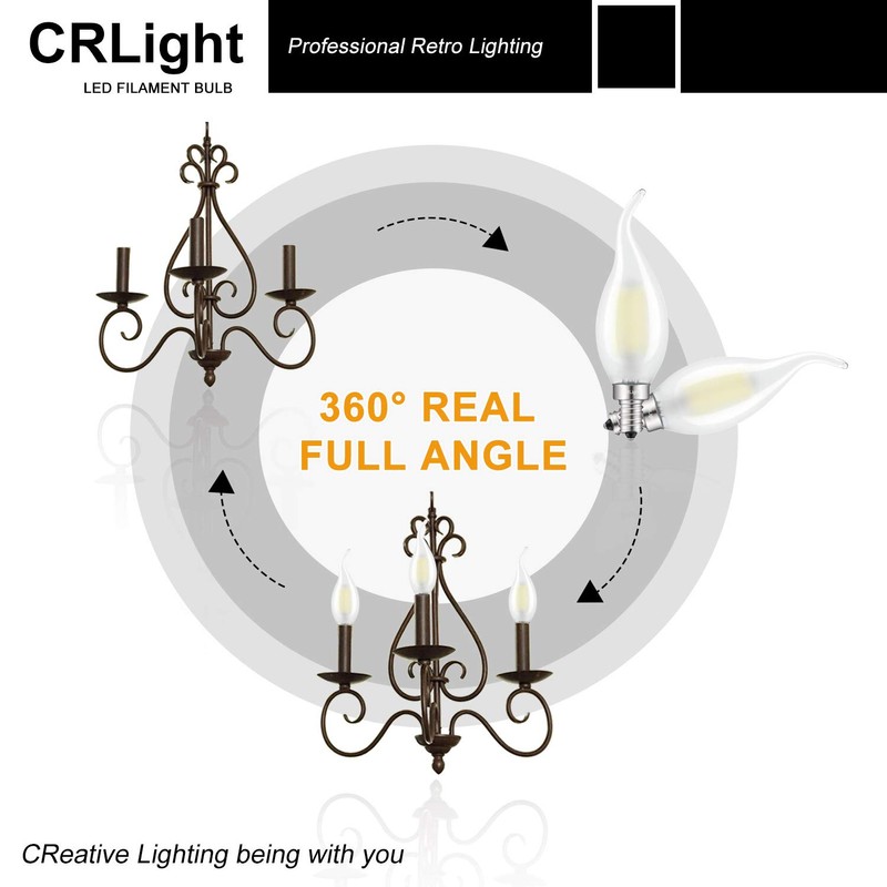 CRLight 2W 4000K LED Candelabra Bulb Daylight White Glow 10