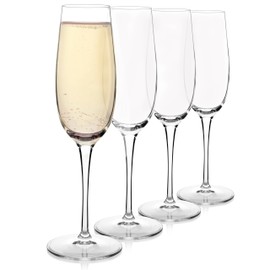 Luigi Bormioli Crescendo 8-ounce. Champagne Flutes , Set Of 4, Prosecco Glasses, Clear Crystal Son-hyx Glass, Dishwasher Safe, Made In Italy.