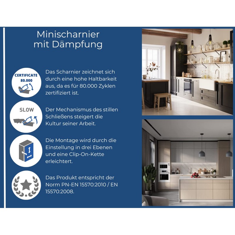 GTV - 4 x mini hinges with damping, pot diameter