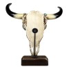Large Rustic Western Bull Cow Skull With Turquoise Red Rocks