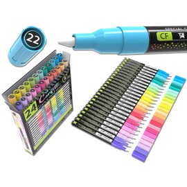 24 Confetti Colors Acrylic Paint Pens Markers Set 0.7mm Extra Fine Tip, Rock Painting, Glass, Mugs, Wood, Metal, Canvas, Ceramics, DIY Projects, Illustration. Non Toxic, Waterbased, Quick Drying