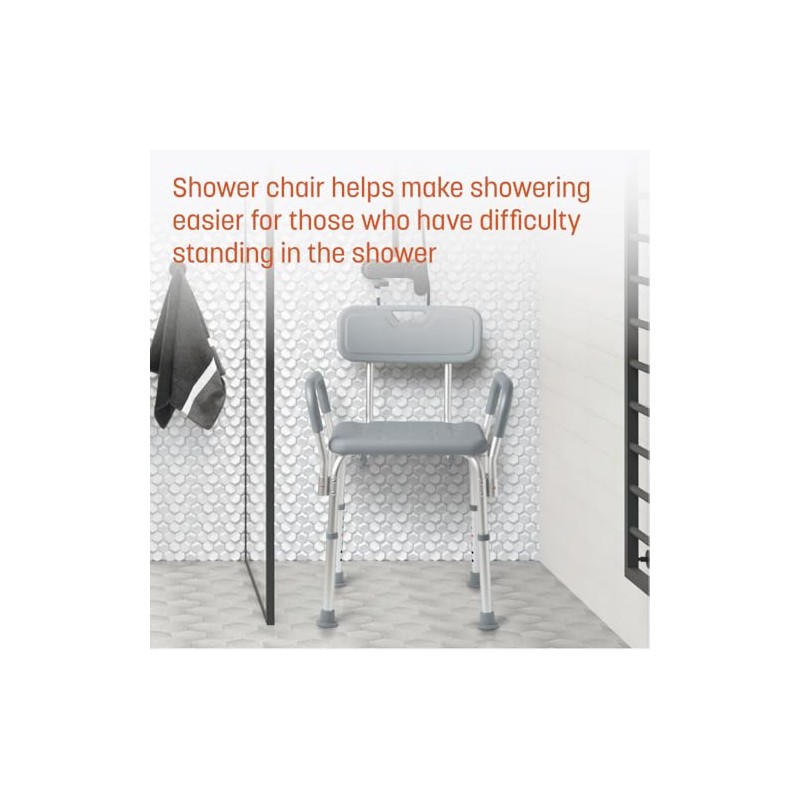 Caring Bath Chair for Seniors, Shower Seat with Removable Backrest,