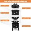 Smoker Grill，3-in-1 Outdoor Smokers, Charcoal Grills Cambo with Built-in Thermometer