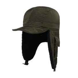 Clape Winter Trapper Hat Outdoor Bomber Earflap Hat with Visor Ushanka Eskimo Russian Fur Hat Aviator Pilot Caps, Green