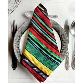 Abstract Mexico Colored Stripes Cloth Napkins Set of 4,Washable Soft Dinner Napkins Classic Ethnic Geometric Line Reuseable Table Napkin for Wedding Parties Holiday Events