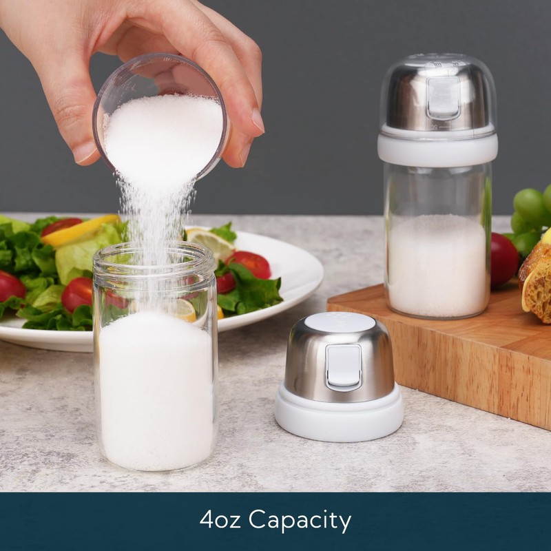 KTCHENDAO 2 in 1 Glass Salt Shaker with Side Pour