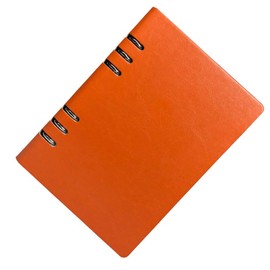 TopHomer A5 Binder Notebook Loose Leaf Notepad Reusable Refillable Notebook PU Leather Business Meeting Notebook Classic Lined with Pocket (Orange)