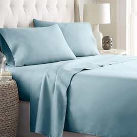 NANWEI Juego de Sábanas de 4 Piezas, Sábanas Matrimonial de Microfibra de Hotel Doble Cepillado, Sábanas de Suaves Hipoalergénicas (Verde Azulado,