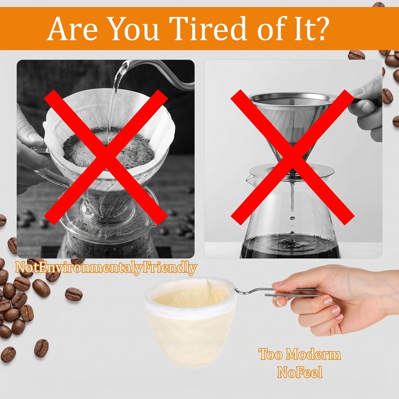 Elegaperma 5 Pcs Cloth Coffee Filters Reusable, Coffee Strainer Cloth