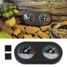 SG Store Reptile Thermometer Hygrometer 2 in 1 Mini Round Shape Dual Dial Thermometer and Humidity Gauge for Terrarium Lizard Spider Chameleon Pet
