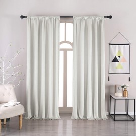 nanbowang Bleach White Velvet Curtains - 96 Inches Long Soft Curtains Rod Pocket Thermal Insulated Curtains Window Treatment for Bedroom Light Filtering Curtains 2 Panels