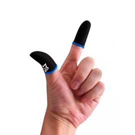 Finger Sleeves Breathable Touchscreen for Mobile Games V1 (6pcs) Profesional Finger Gloves Gamer PUGB Free Fire COD (Black/Blue)
