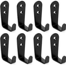 IBERDE 8 Pcs Stainless Steel Hooks for Hanging, Heavy Duty Hook, Wall Hooks Key Holder Wall Mount Hanger Coat Hook Garage Storage Screw Utility Hooks (Black)