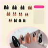 Short Almond Press on Nails Brown Fake Nails Black Feathers
