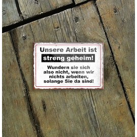 schilderkreis24 Funny saying "work strictly secret" magnet work craft decoration fridge magnet humour gift idea birthday Christmas 9 x 6 cm