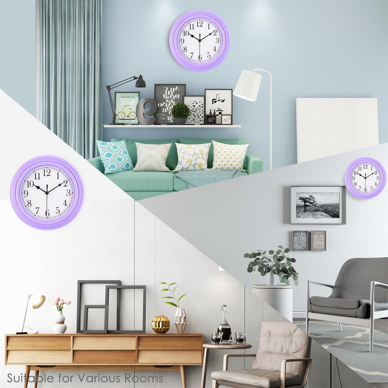 Topkey Silent Wall Clock Kitchen 9 Inch Retro Non-ticking Decorative