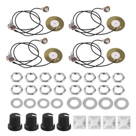 4 Packs 50mm Piezo Pickup Transducer Prewired Amplifier with 6.35mm Output Jack for Acoustic Guitars, Ukuleles, and Cigar Box Guitars