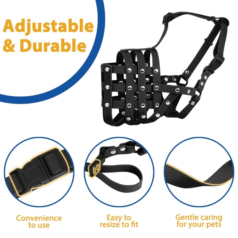 BARKLESS Dog Muzzle, Soft PVC Basket Muzzle for Medium Large