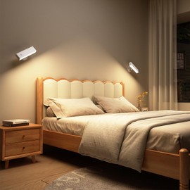 Honalia Wireless Wall Sconce Set of 2 Rechargeable Wall Sconce Rotatable Battery Operated Wall Lights Dimmable Touch Stick on Wall Sconce LED Portable Wall Light for Bedroom Bedside Living Room