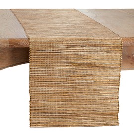 Saro Lifestyle Melaya Collection Shimmering Woven Nubby Table Runner, 14"x54", Gold