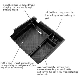 Vesul Center Console Armrest Storage Box Compatible with Honda Accord Sedan 2013 2014 2015 2016 2017 ABS Tray Insert Organizer Glove Pallet Black