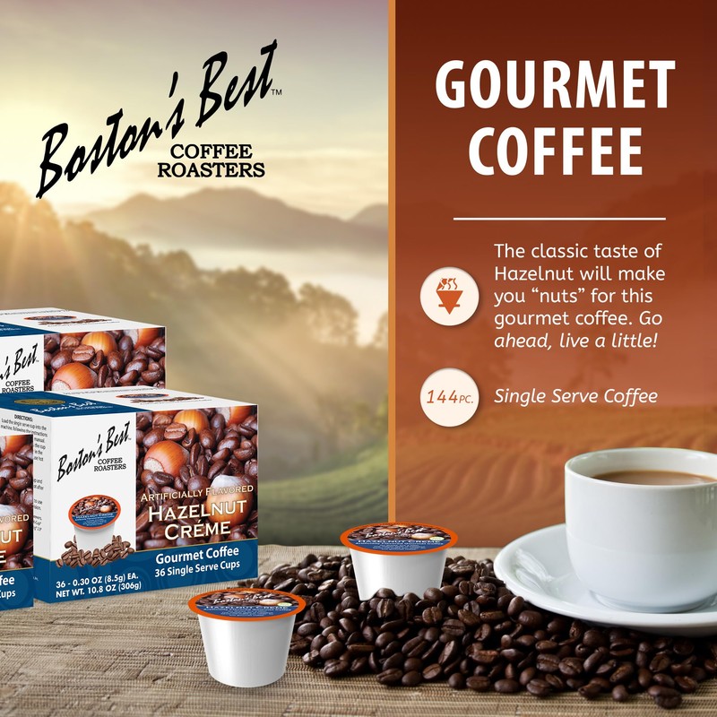 Boston’s Best Coffee - Hazelnut Creme Flavored Coffee, Delicious Gourmet