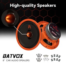 GRTSKY MX80E1 Loudspeaker 8 Inch Midrange 560 Watts 6 Ohms Orange Bullet, Premium Quality Audio Door Speakers for Car or Truck Stereo Sound System, Orange (2 Speakers)
