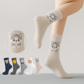 DiaryLook Womens Socks Funny Cute Animal Sock Cat Dog Socks Cotton Casual Ladies Sock Gifts for women, Dog Pattern