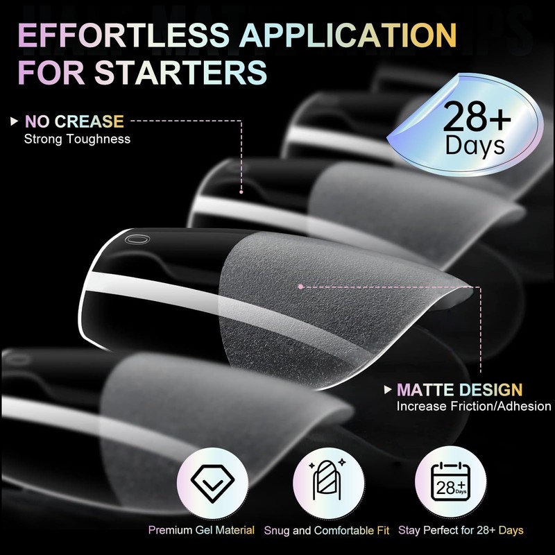 CyyaPeaap Short Coffin Nail Tips, 240Pcs Half Matte Gel Fake