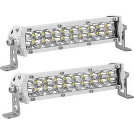 7 Inch LED Light Bar for Boat, 60W 6000lm Marine Small Light Bar LED Pods, Waterproof 12V 24V Spotlights Double Row for Truck ATV UTV RV RZR Trailer Boats Fishing Driving, 2 Pack, White Housing