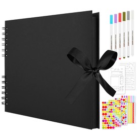 Aolso Scrapbook Photo Albums 40 Black Pages, DIY Memory Album, 29 X 21.5 CM Scrapbooks DIY Photo Album for Baby Child, DIY Gift Scrapbooking Kits, Scrapbooking Albums, Black