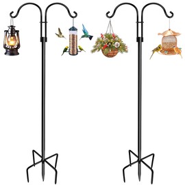 LWWTBS Double Shepherds Hooks for Outdoor (2Pack,76 inch) Heavy Duty Adjustable Bird Feeder Pole Garden Decor Shepherds Hook for Hanging Bird Feeder, Plant Baskets, Hummingbird Feeder for Outside