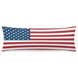 American Flag Body Pillow Cover USA Flag Patriotic Long Pillow Case Protector with Zipper Decorative Soft Cushion Large Pillowcases for Bedroom,Sofa,Couch,Home Gifts 20"x54",Red White Blue