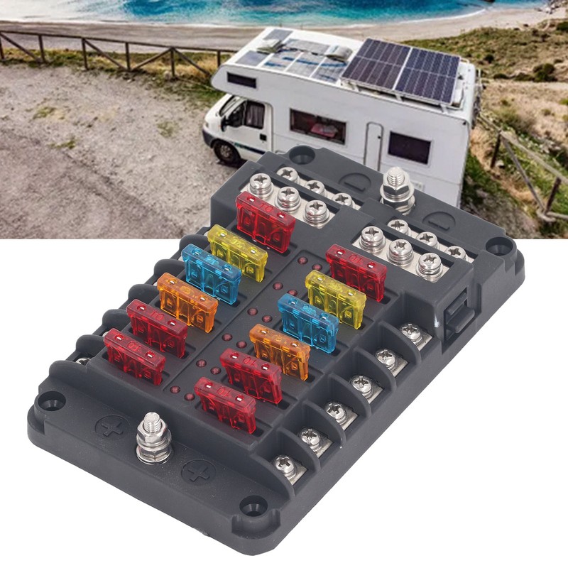 12 Way Fuse Box with LED Indicator DC12‑32V Waterproof Circuit
