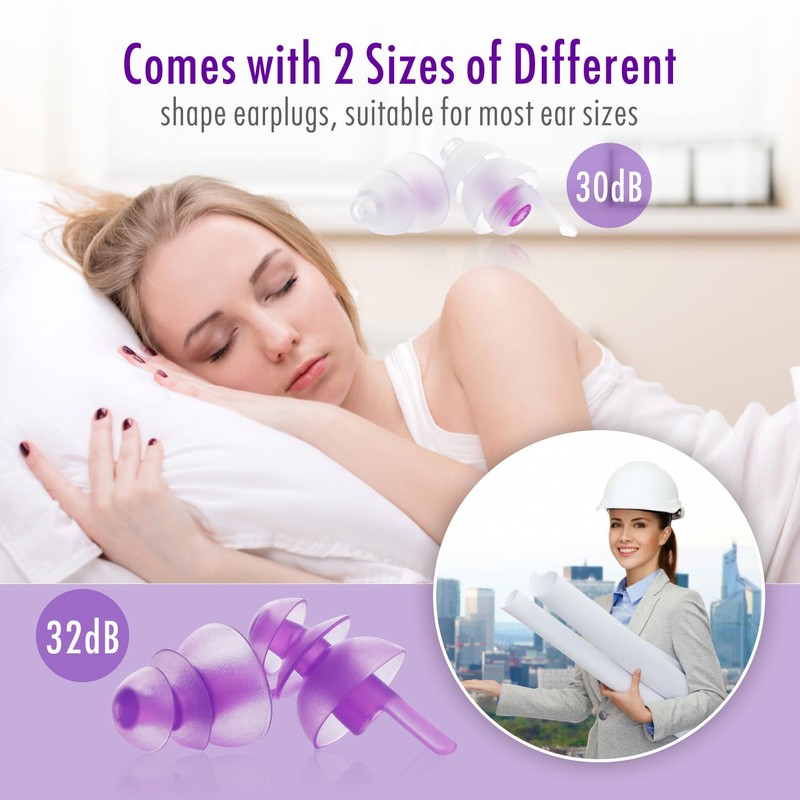 Hearprotek Sleeping Ear Plugs, 2 Pairs Ear Plugs Ultra Soft