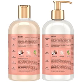 SheaMoisture Coconut & Hibiscus Curl & Shine Shampoo & Conditioner for Bouncy Curls, Frizz Control, 13 Oz Ea