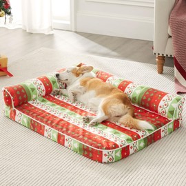 BFPETHOME Christmas Orthopedic Dog Beds for Large Dogs-Waterproof Sofa Dog Bed with Removable Washable Cover, Large Dog Bed with Waterproof Lining and Nonskid Bottom,Pet Bed for Large Dogs