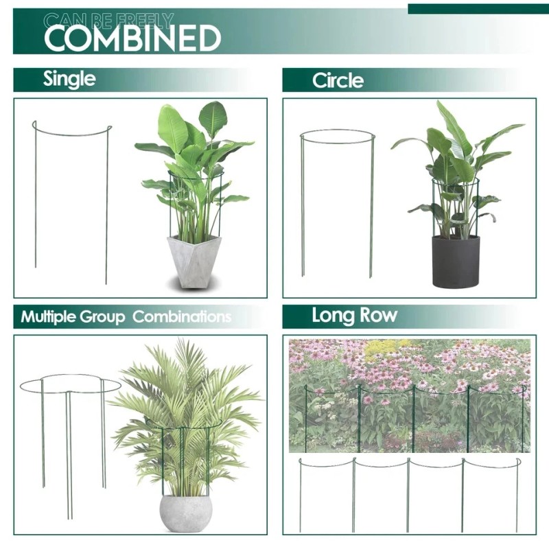 LKSSZS 12 Pack Garden Plant Support Stakes, Half Round Peony