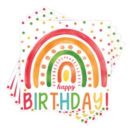 Pack of 40 Rainbow Napkins, Rainbow Decoration Children's Birthday, Napkins, Children's Birthday, Happy Birthday Napkins, Birthday for Children's Birthday, Celebrations, Rainbow Party, 33 x 33 cm