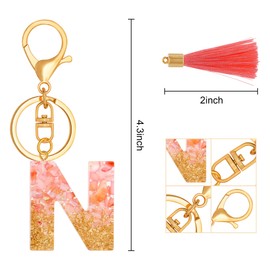 TTYY Initial Letter Keychain for Women Birthday gift To Little Girls Attach to Car Key,Backpack,Purses,and Phone Cases (pink crystal LetterN)