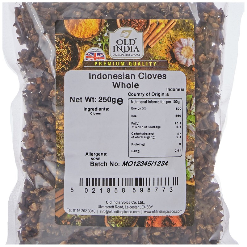 Old India Indonesian Whole, Cloves, 250 Count