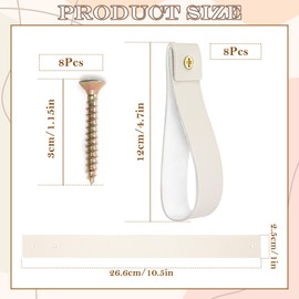 Creamy White Wall Hooks - 8 Pcs Leather Strap Curtain Rod Brackets with Screws for Kitchen, Bedroom, Living Room Hanging