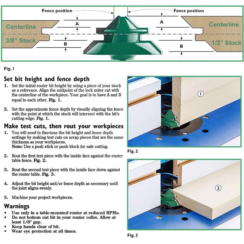 Bestgle 1/4" Shank 45 Degree Lock Miter Router Bit 1/2-inch