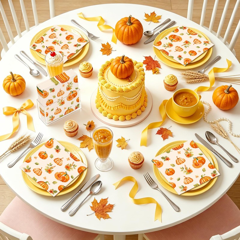 Fall Pumpkin Napkins Pumpkin Cocktail Napkins Party Supplies 100pcs