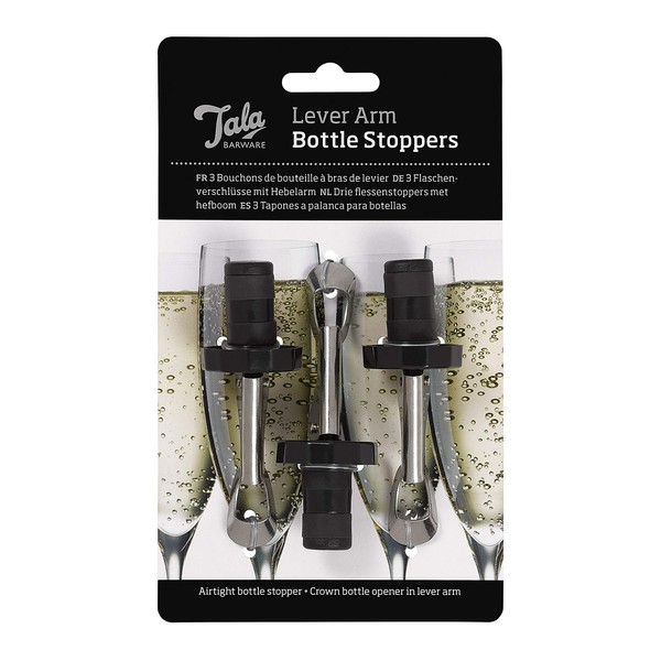 Tala Barware Lever Arm 3 Bottle Stoppers, Set of 3